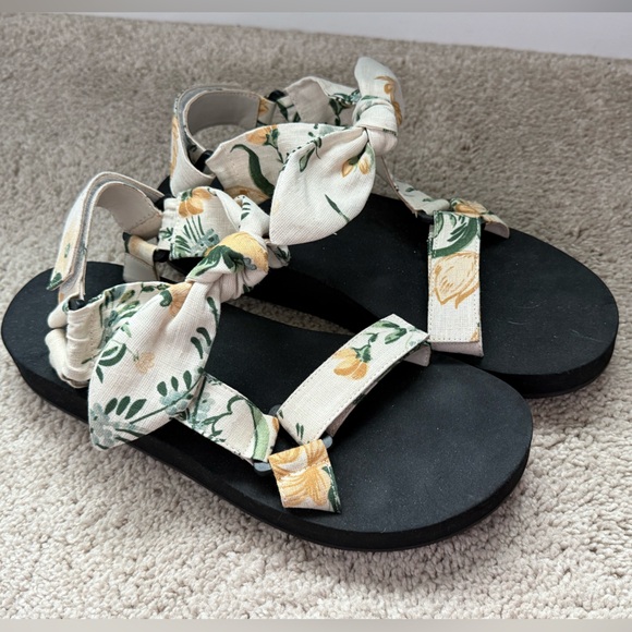 Loeffler Randall Maisie Floral Print Sandals - Green, Cream and Yellow size 9.5 - Picture 2 of 7